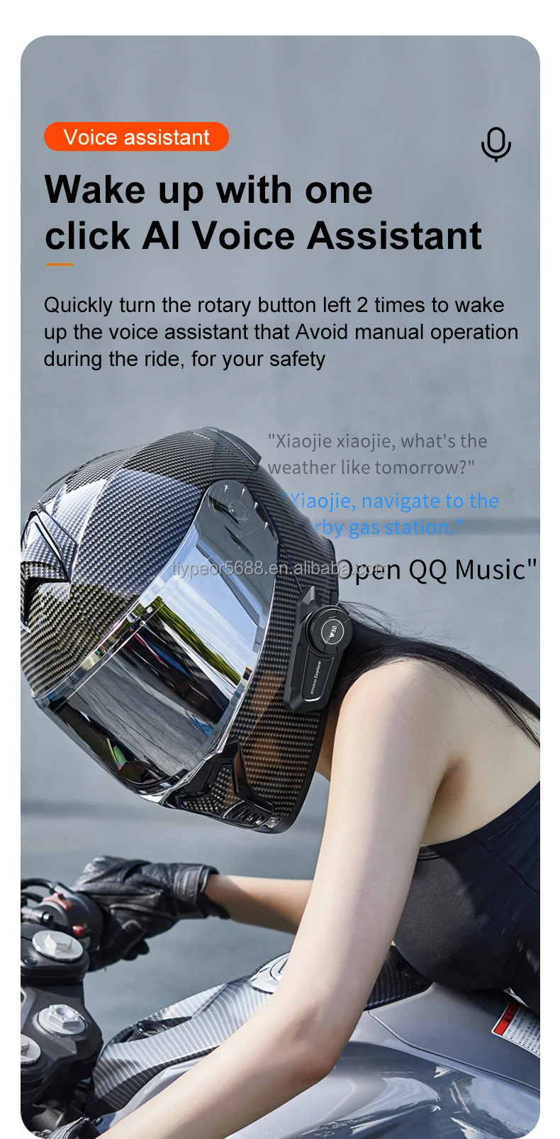 product tiypeor motorcycle helmet bt headset ipx6 waterproof 1500mah 60h long battery life anti freezing music player earphone554-4