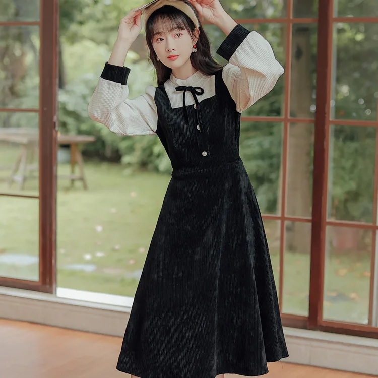 Korean 2pcs Dresses Long Sleeve Autumn and Winter Women's