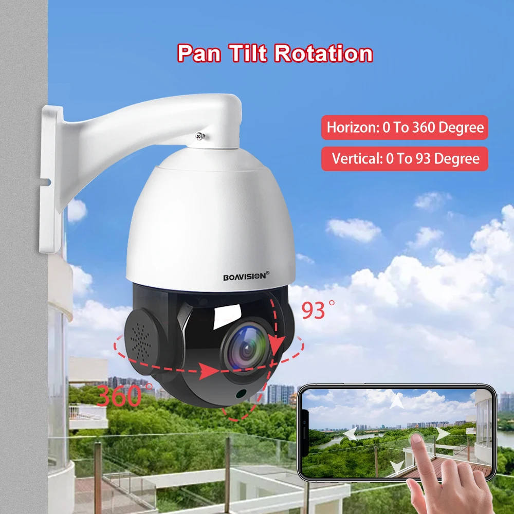 Caméra de sécurité IP 8MP 4K PTZ 30x zoom optique Wifi extérieur