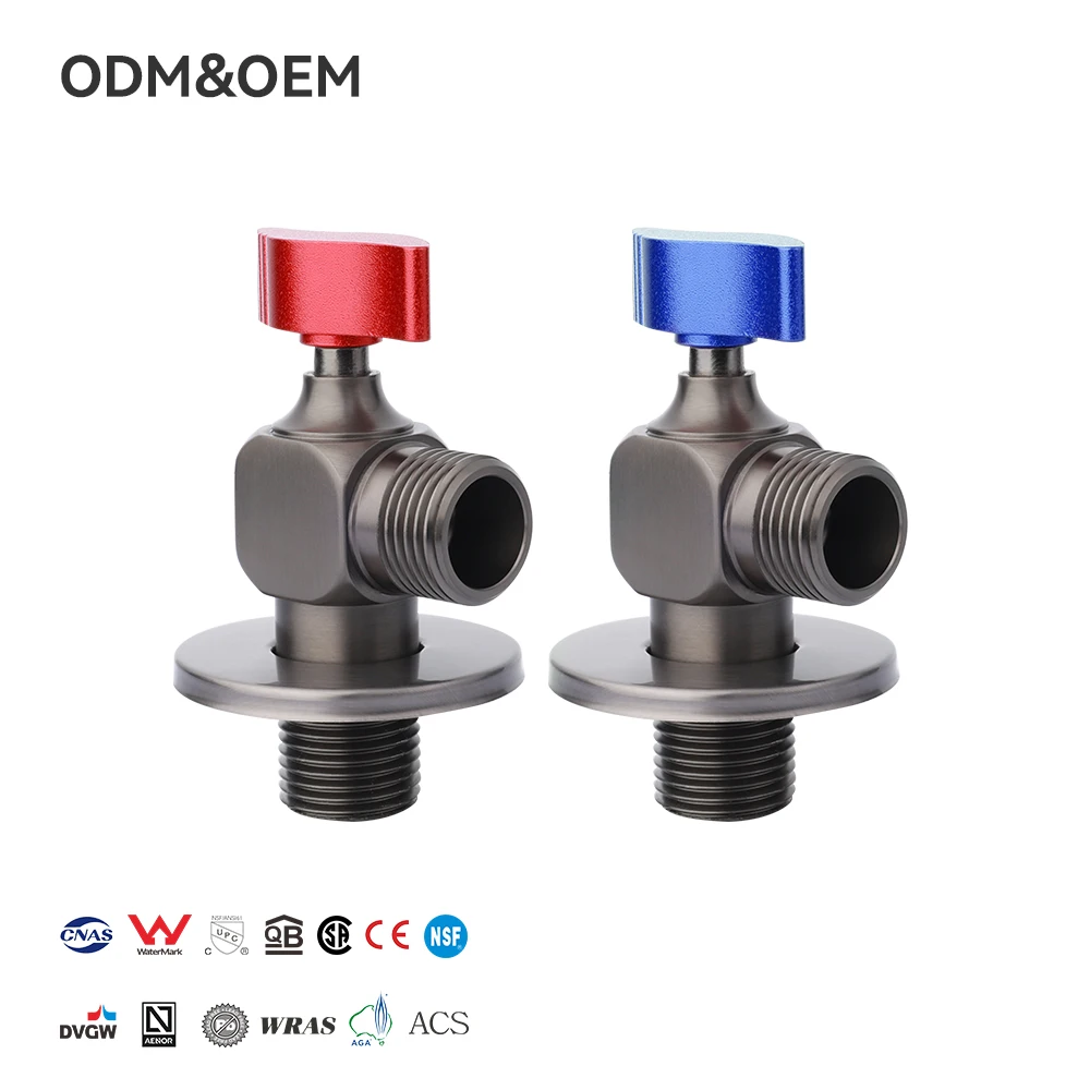 In Stock Large Flow Ball Core Angle Valve Special Water Heater Control Valve Gun Gray Cold Hot Water Faucet Brass Angle Valve