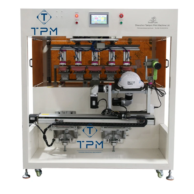 Semi-auto Servo Rotary 5 Colors Hard Hat Safety Helmet Pad Printer Silicone Printing Machine