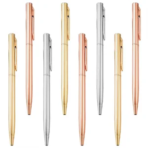 New Arrival Stationery Customized Logo Gift Pen Silver Rose Gold Color Gold Metal Ballpoint Pen With Custom Logo