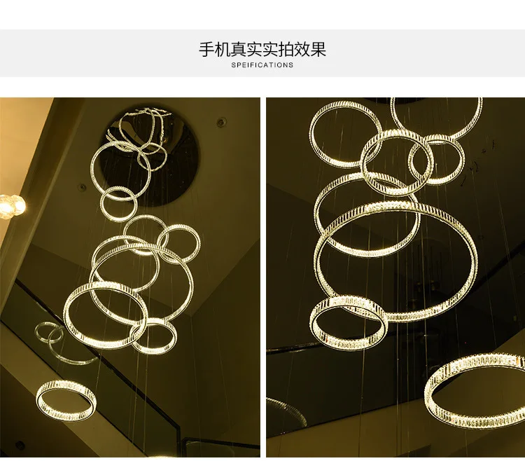 MEEROSEE Crystal Ring Light LED Crystal Circle Pendant Light Stainless steel Round Hanging Light MD86859