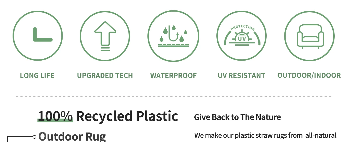 Custom Reversible Outdoor Caravan Mat Patios Recycled Plastic Straw