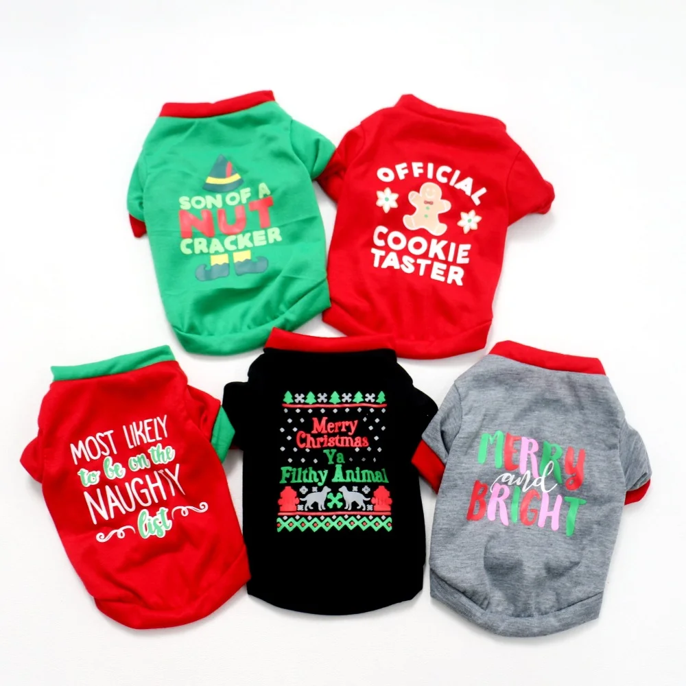 Weihnachtskleidung Für Hunde – 2-teiliges Set, Weiches Baumwoll-Outfit Für Kleine Hunde Wie Chihuahua, Mops, Pudel