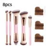 5 brochas de maquillaje de doble punta - 3 borlas de maquillaje color beige