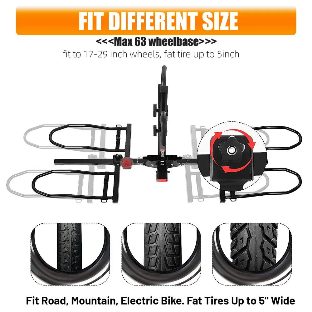 Universal Steel Platform Tray Foldable Hitch Mounted Two Ebike Bike