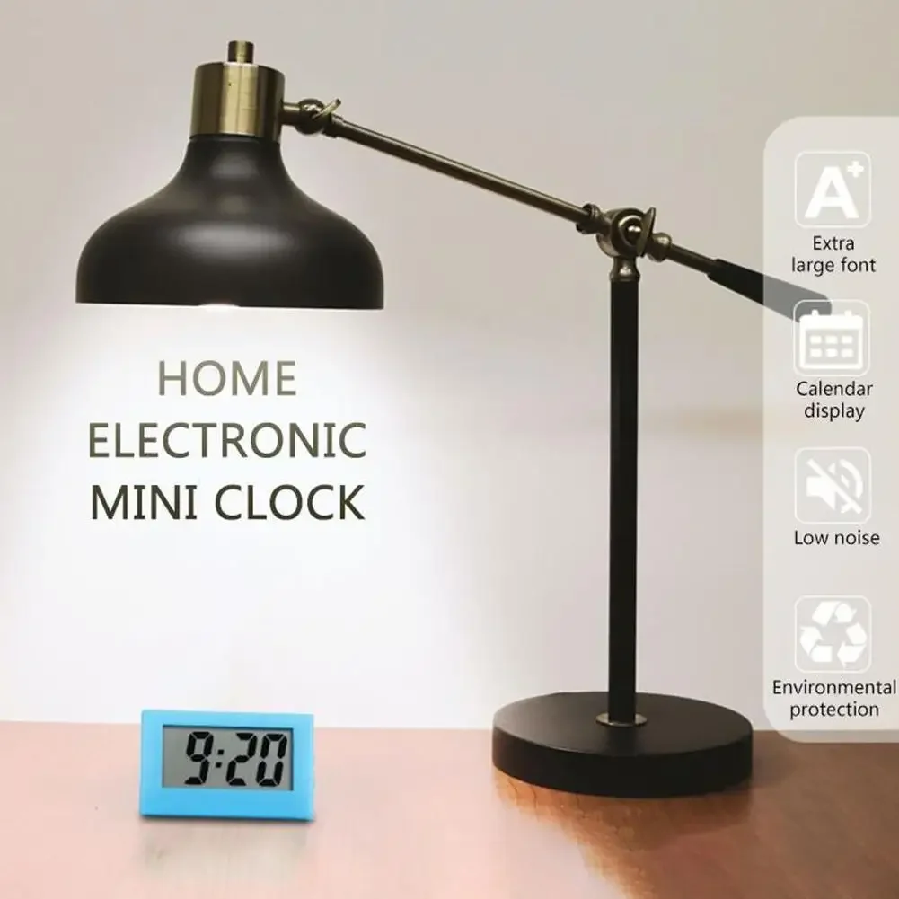 Mini Car Clock Auto Car Truck Dashboard Time Vehicle Electronic Digital Clock Self-Adhesive Bracket Mini LCD Clock