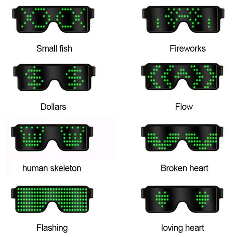 8 Modes Quick Flash USB Led Party USB charge Luminous Glasses Glow Sunglasses Christmas Concert light Toys Christmas decorations