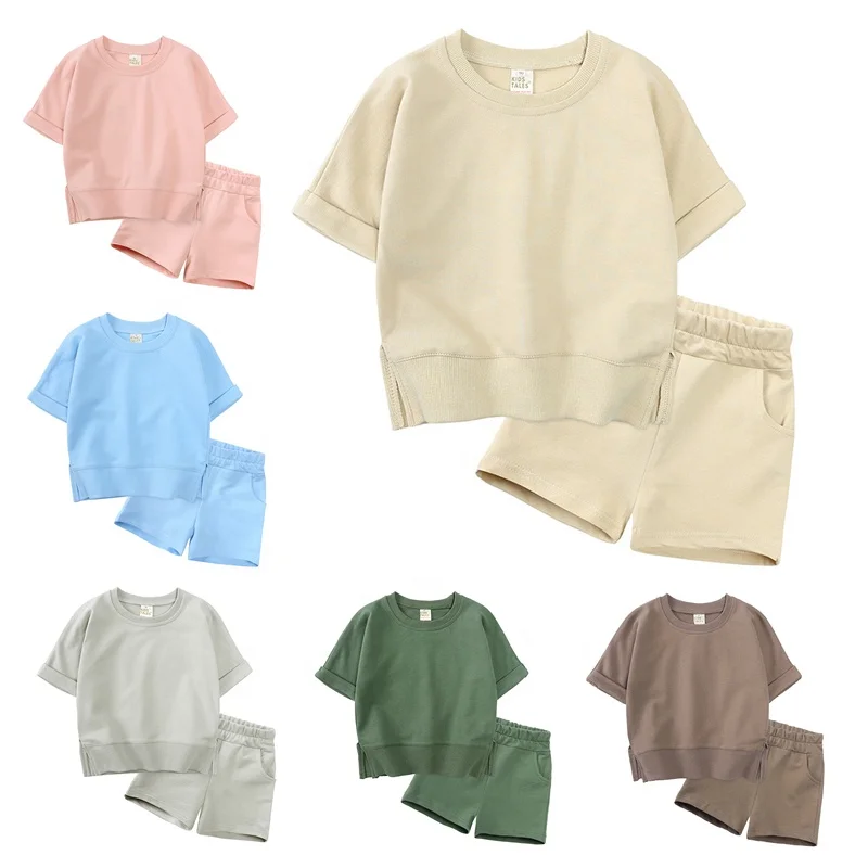 Изготовленный На Заказ 2023 Ins мульти ровного одного цвета, 2 предмета в комплекте, одежда для маленьких мальчиков; Комплект летней одежды; 5-10Years комплект из футболки с длинными рукавами и шорты одежда для детей