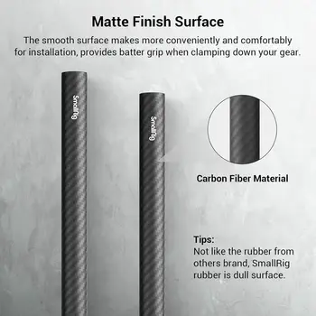For SmallRig 15mm Carbon Fiber Rod 8-Inch Long Pack of 2 Non-Threaded Stabilizers for 15mm Rod Support System detail image
