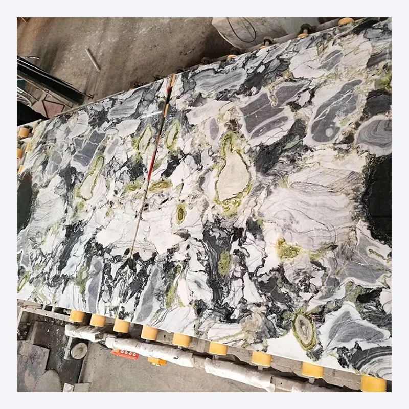 Modern Design Natural Emerald Green Marble Slabs Tiles Cold Jade Ice Green Marble Countertop for Coffee Table Hotel