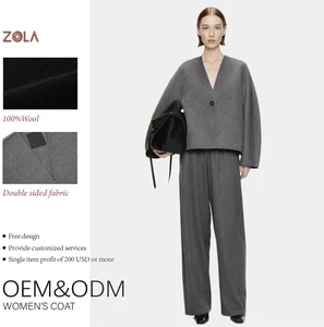 Women's 100% Wool Coat Winter Handmade Short Warm Clothing with Buttons and Pockets