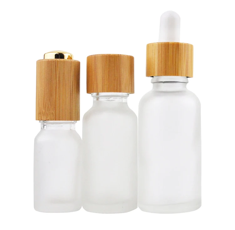Round Refillable 50ml Frosted Glass Serum Bottle UV Protection