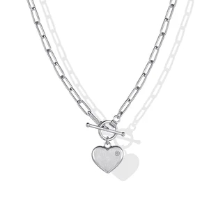 Women's Fashion Jewelry Heart-Shaped White Gold OT Clavicle Chain 9K Gold Pendant Necklace