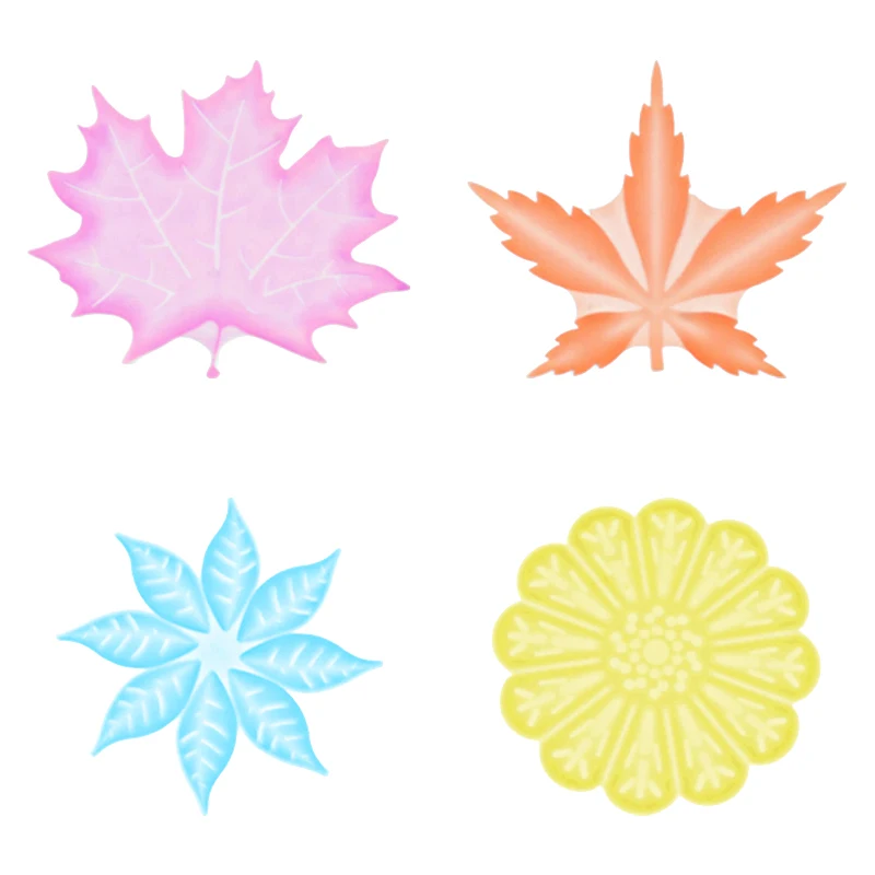 Modern Reusable Non-Toxic Food Grade Silicone Leaf Shape Heat Resistant Oil Proof Non-Slip Dining Table Mat Placemat Home