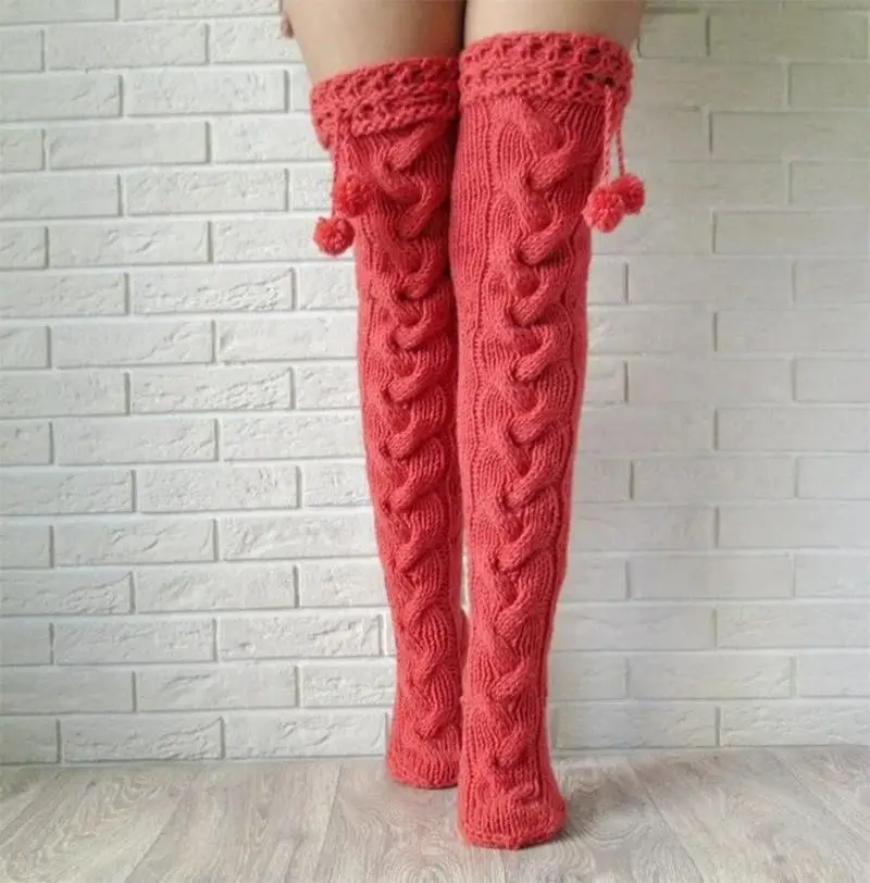 Chaussettes Hautes Femme Torsadées Extra Longues - Neuf Avec étiquettes