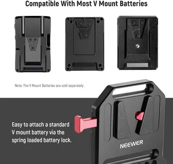 NEEWER V Mount Battery Plate with Dual 15mm Rod Clamps Metal V Lock Battery Mounting Plate Fits Camera Rig Cage detail image