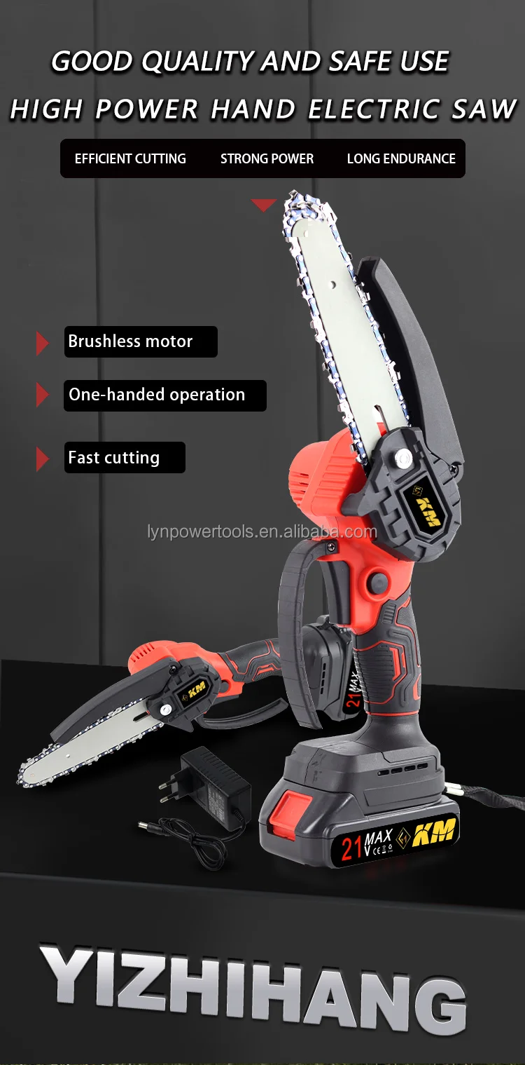 Km Handheld Cutting Machine Cordless Chain Saw 4/6inch Mini Electric