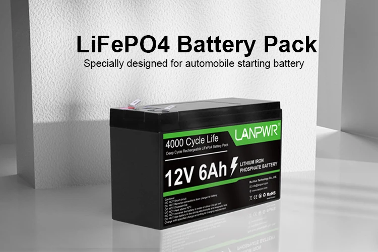 Batterie LiFePO4 ERYY 12V 6Ah - 4000+ Cycles, 8A BMS, Pour Panneaux Solaires, Camping