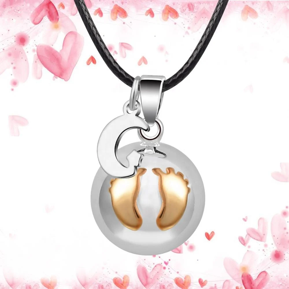 Chime Ball Sound Angel Caller Necklace Sterling Silver Harmony Belly Bola with Zircon for Mom Musical Pregnant Jewelry Gift