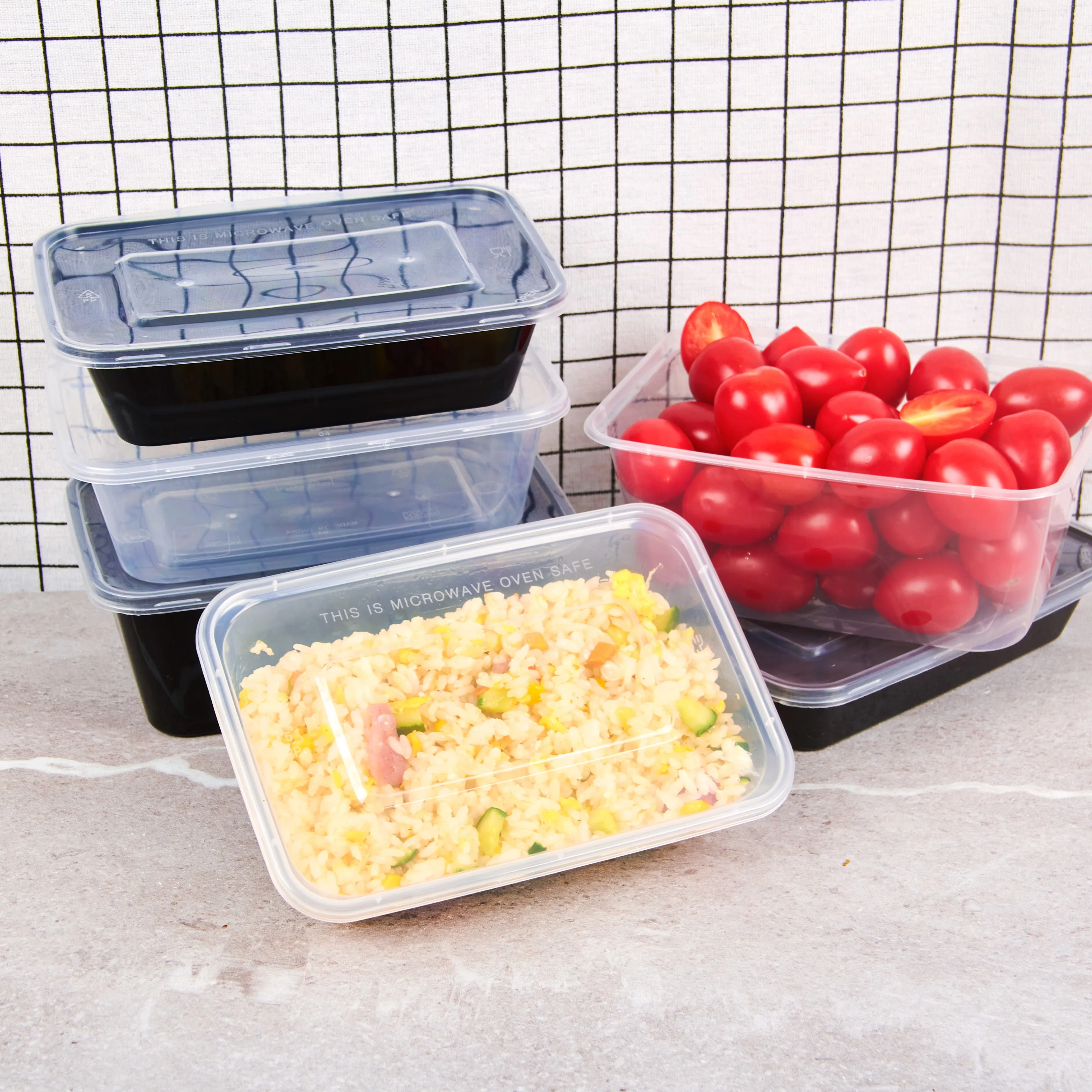 Best Selling Rectangle Food Container Disposable Plastic Lunch Box Cheap Fast Food Packaging