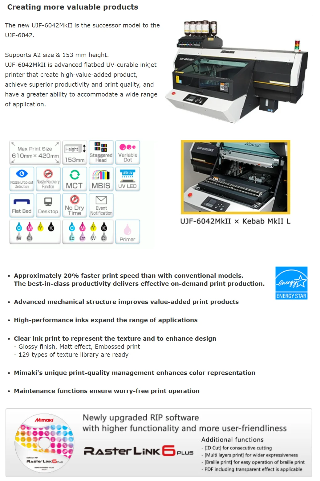 High Productivity Ujf-6042 Mimaki Uv -led Curable Flatbed Inkjet ...