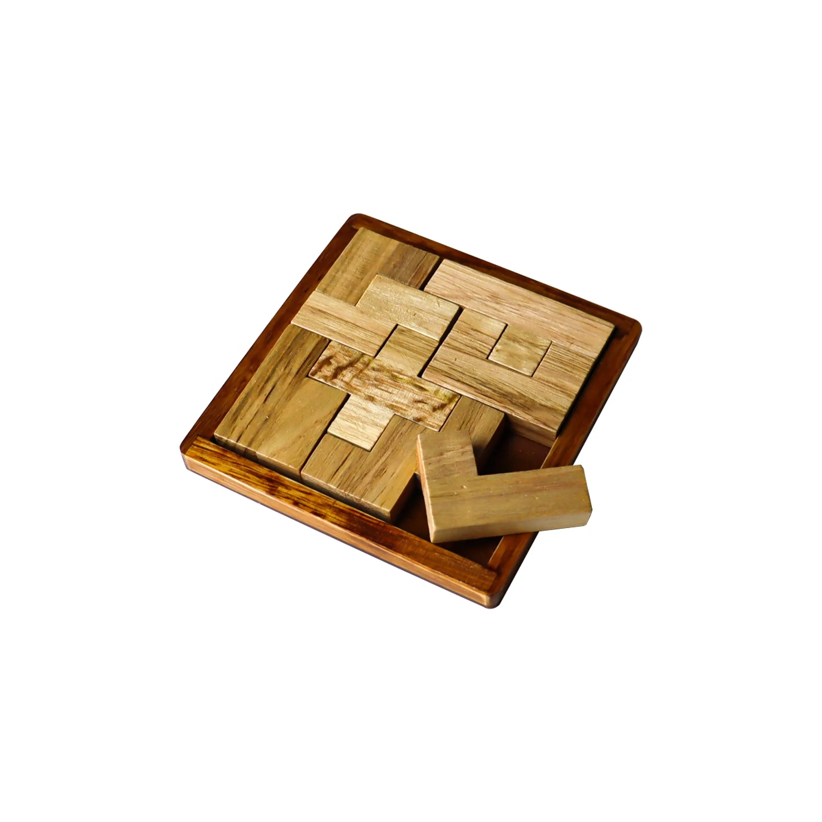 C01821 Wooden Puzzle Pattern Blocks Brain Teasers Game 3D Russian Building Toy Tangram Shape Jigsaw Puzzles Pentominoes