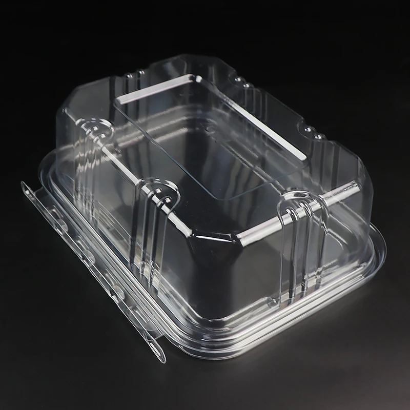 Custom 24oz Plastic Deli Containers Clear PET Hinged Lid Container Tamper Evident Proof Food Container with Flat Lid for Salad