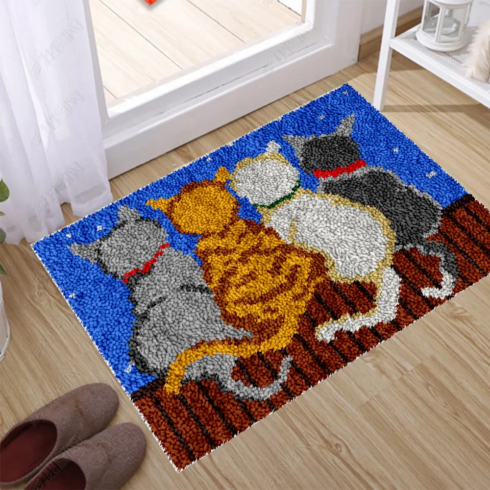 Kit Tapis Au Crochet Latch Hook écureuils Et Oiseaux - 23x16 Pouces, Fil Acrylique, Tout Inclus - Activité Manuelle Pour Enfants Et Adultes