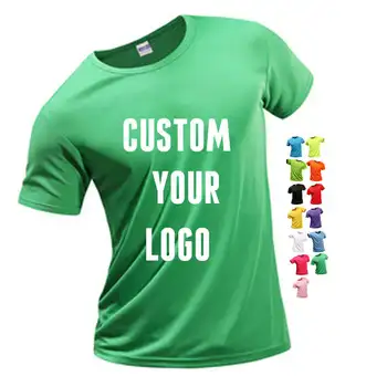 Cheap Price Stock Blank Quick Dry T-shirt Polyester GYM Marath T Shirts with Custom Logo Printed Plain Bulk Tshirts