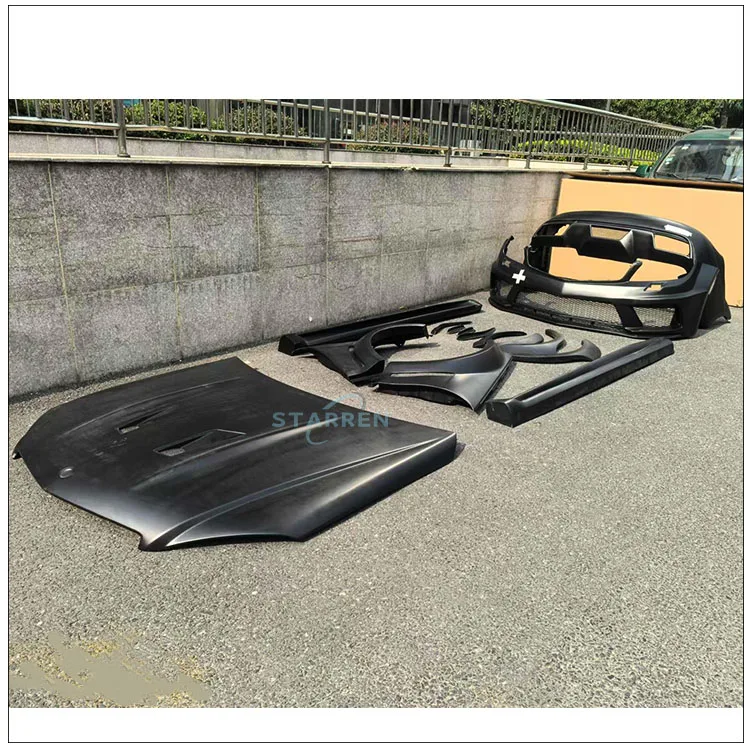 2008-2013 C-Class W204 C63 AMG  Upgrade  Wide  Front and Rear Bumpers Side Skirts Hood Fender  Wide Body Kit for Mercedes-Benz