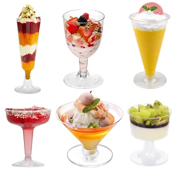 120ml Wholesale High Quality PS Plastic Champagne Glass Yogurt Cake Plastic Red Wine Cup Cocktail Cup for Wedding Party