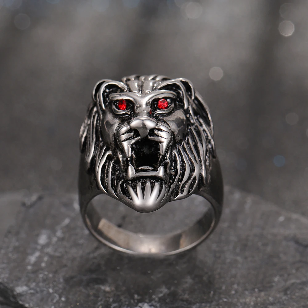 Stainless Steel Lion Type Ring European And American Creative