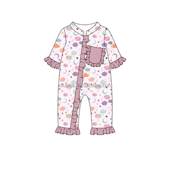 Wholesale cute newborn baby clothes soft knit boutique boys & girls flower print baby boutique romper