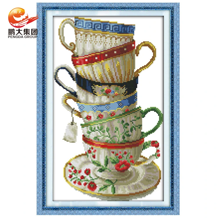 pengda new design cotton thread embroidery set cross stitch with coffee pattern