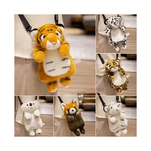 Custom Kids Animal Bag Plush tiger Leopard Koala Backpack Funny Mobile Phone Bag