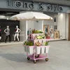 Light pink with 18 flower pots and umbrellas