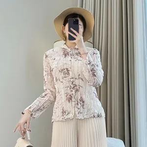 Miyake Generation's Casual Summer Women's Cardigan Breathable Polyester Thin Joker Loose Slim Pleated Top Front New Chinese