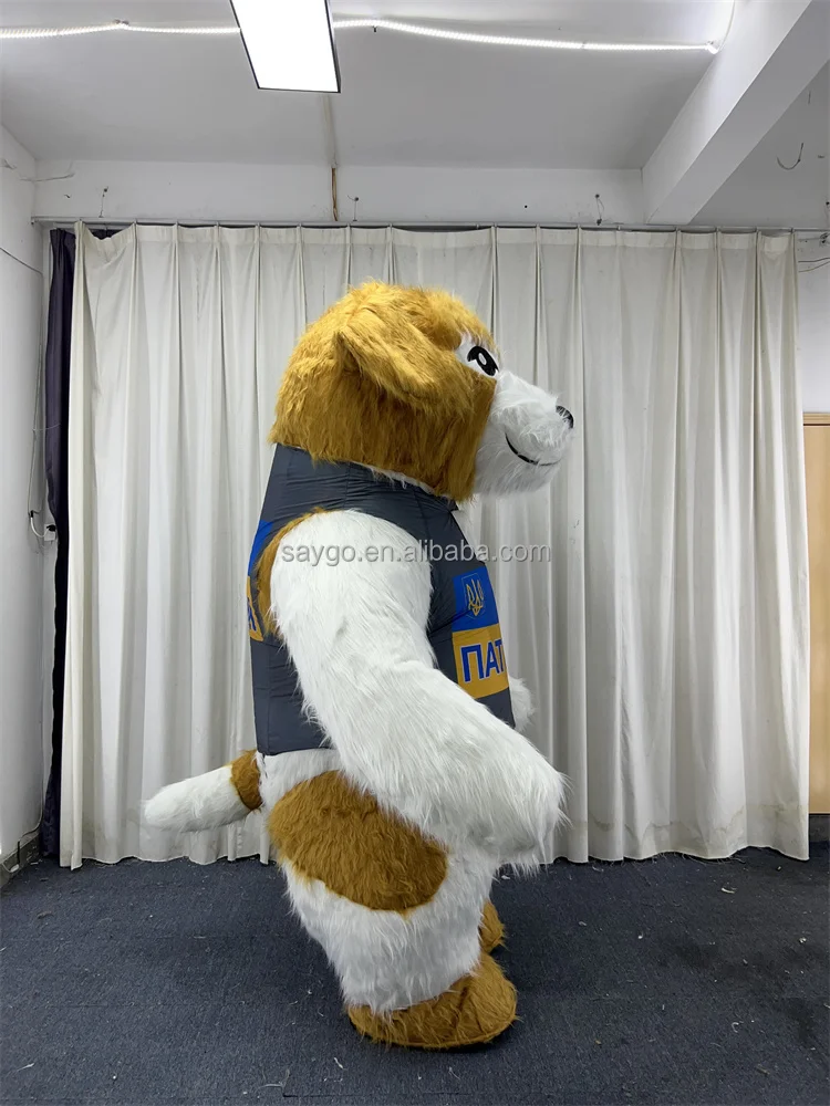 2m 2.6m Walking Plush Inflatable Cartoon Character Dog Mascot Costume for Parade Cartoon Dog Mascot Suit