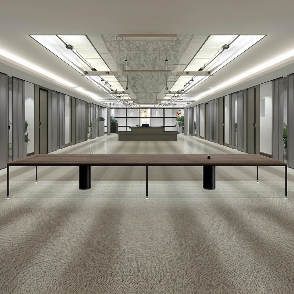Executive Boardroom Table Integrated Smart Power Rail Wireless Charging Meeting Desk 3