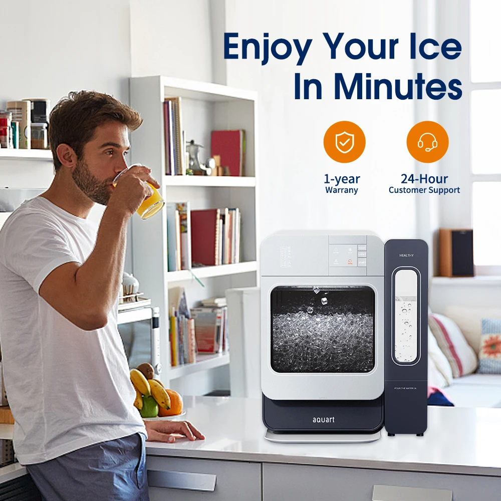 Ic1501 Aquart Household Nugget Ice Maker With Thick Insulation Portable Self Cleaning Pellet Ice