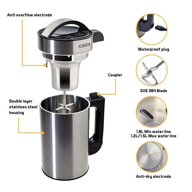 In Stock Soy Nut Milk Machine - Stainless Steel Soup Maker