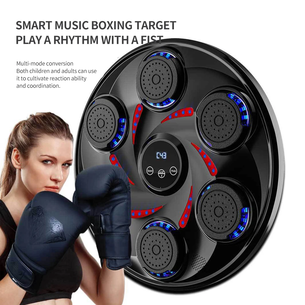 Machine De Boxe Musicale Pour Enfants - Cible Murale Avec Gants, Bluetooth, LED - Dès 3 Ans
