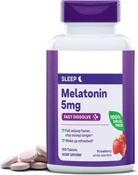 Sleep Support 100 Day Supply Melatonin Supplements for Restful Sleep 100 Strawberry-Flavored Melatonin Tablets 10 mg