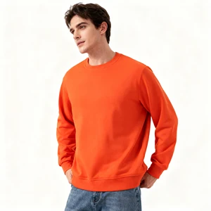 Wholesale Casual Loose Neck Fleece Pullover Sweatshirt Plus Size Solid Digital Printing Puff Breathable Lined 100% Cotton Winter