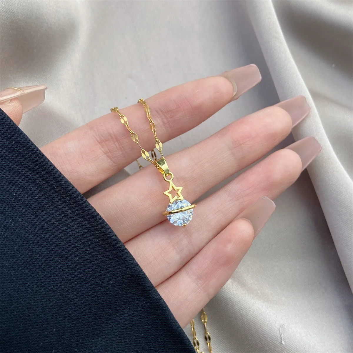 Stone Pendant Designs Single Diamond Gold Necklace Healing Stone