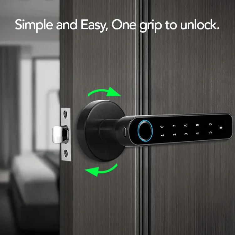 Tuya App  Handle Fingerprint Lock High Security Password Card Digital Electronic Smart Door Lock