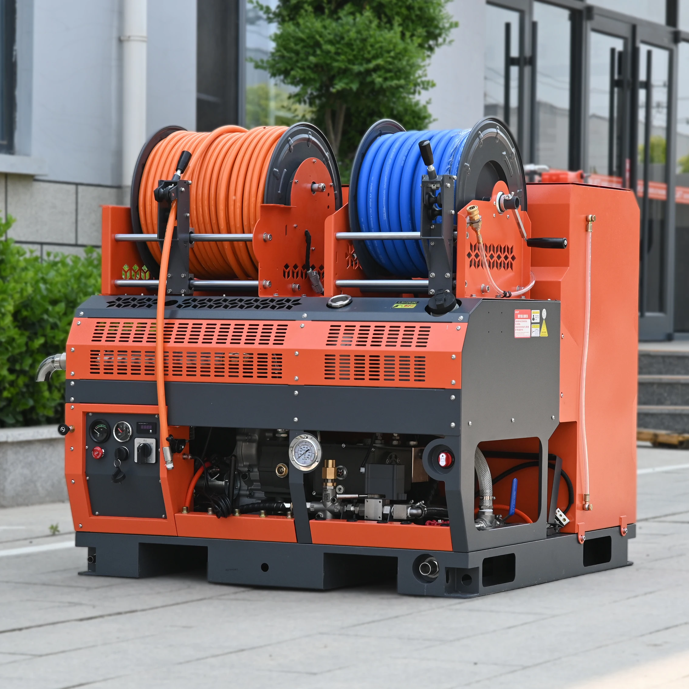 AMJET 2 Cylinder Gasoline Sewer Jet 3000psi65LPM for Cleaning 50-600mm Drain Pipes 200bar17gpm for Cleaning Various Oily Pipes.