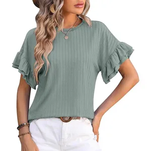 2025 Spring and Summer Women's New Solid Color Round Neck Fashion Casual Short Sleeve T-shirt